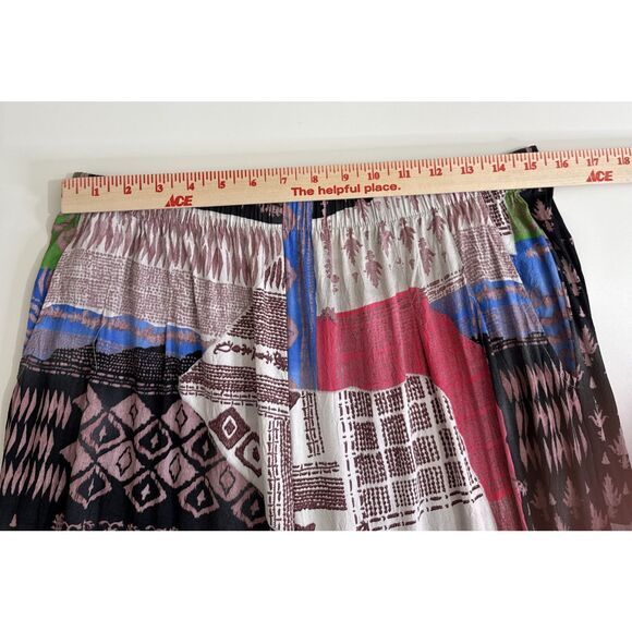 Jams World Size L Cropped Pants Patchwork Multicolored Pull On Elastic Waist - Picture 8 of 12